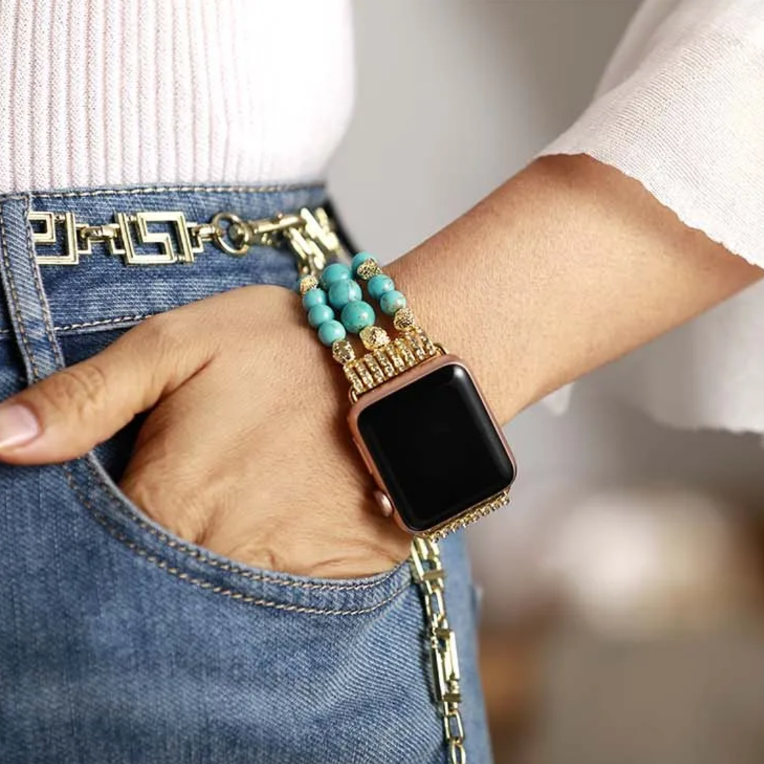 Turquoise Stretch Apple Watch Strap