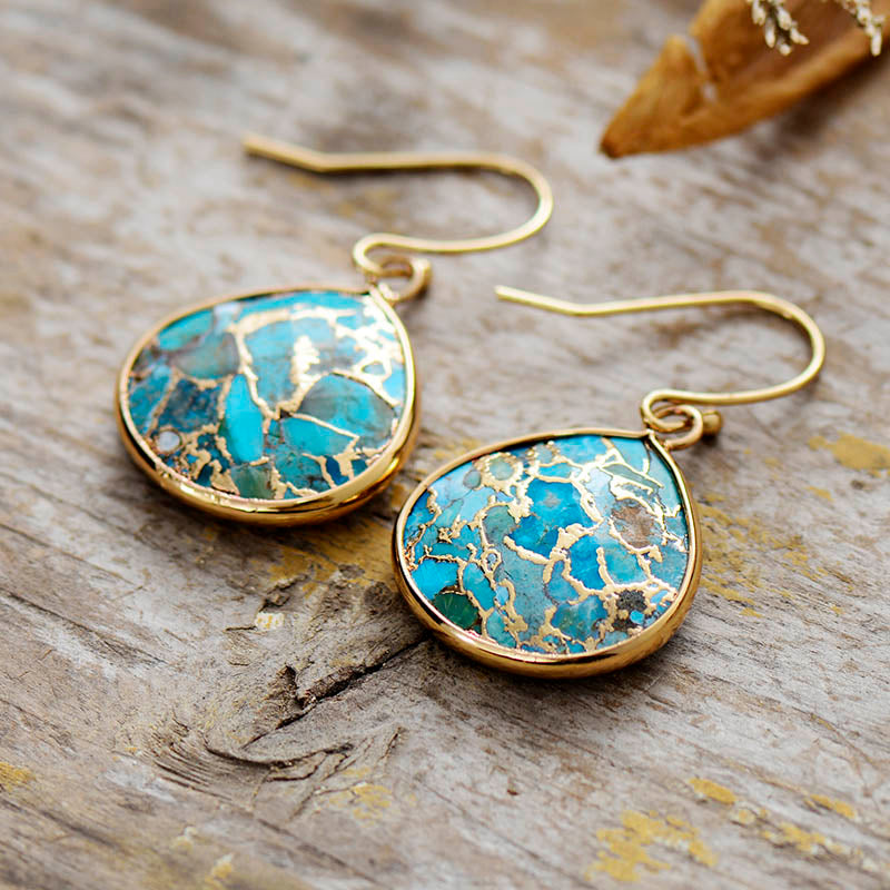 Gold-Dipped Turquoise Protection Earrings