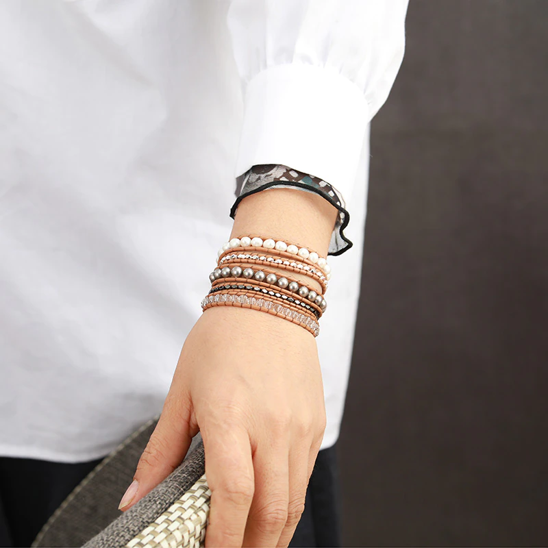 Exquisite Hematite & Pearl Wrap Bracelet