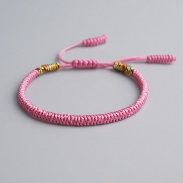 Pink Tibetan Good Luck Rope Bracelet