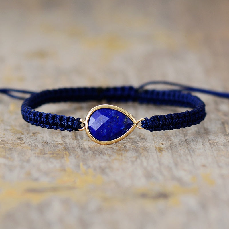 Macrame Lapis Lazuli Teardrop Bracelet