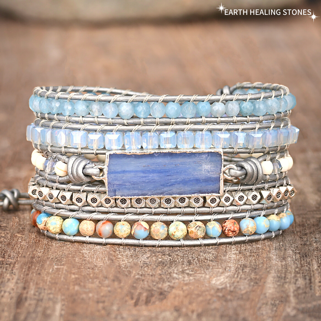 Healing Aura Blue Topaz Wrap Bracelet