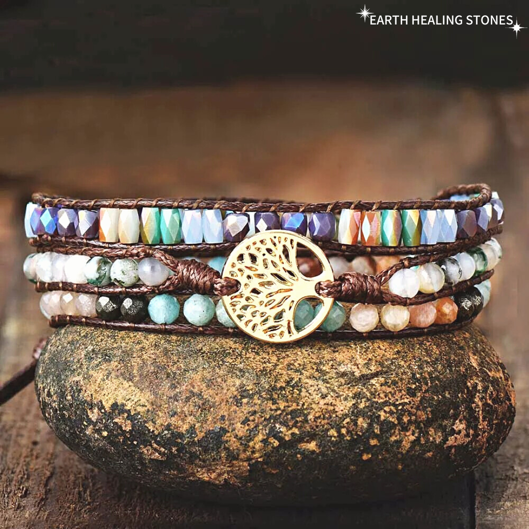 Mixed Stone Vegan Tree of Life Bracelet