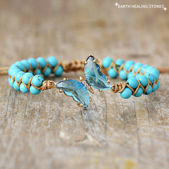 Handmade Boho Butterfly Watch Bracelet NEW Battery Wood & Stone Bead Cuff Easy, cute, and beginner-friendly butterfly bracelet ? Say  main image 4