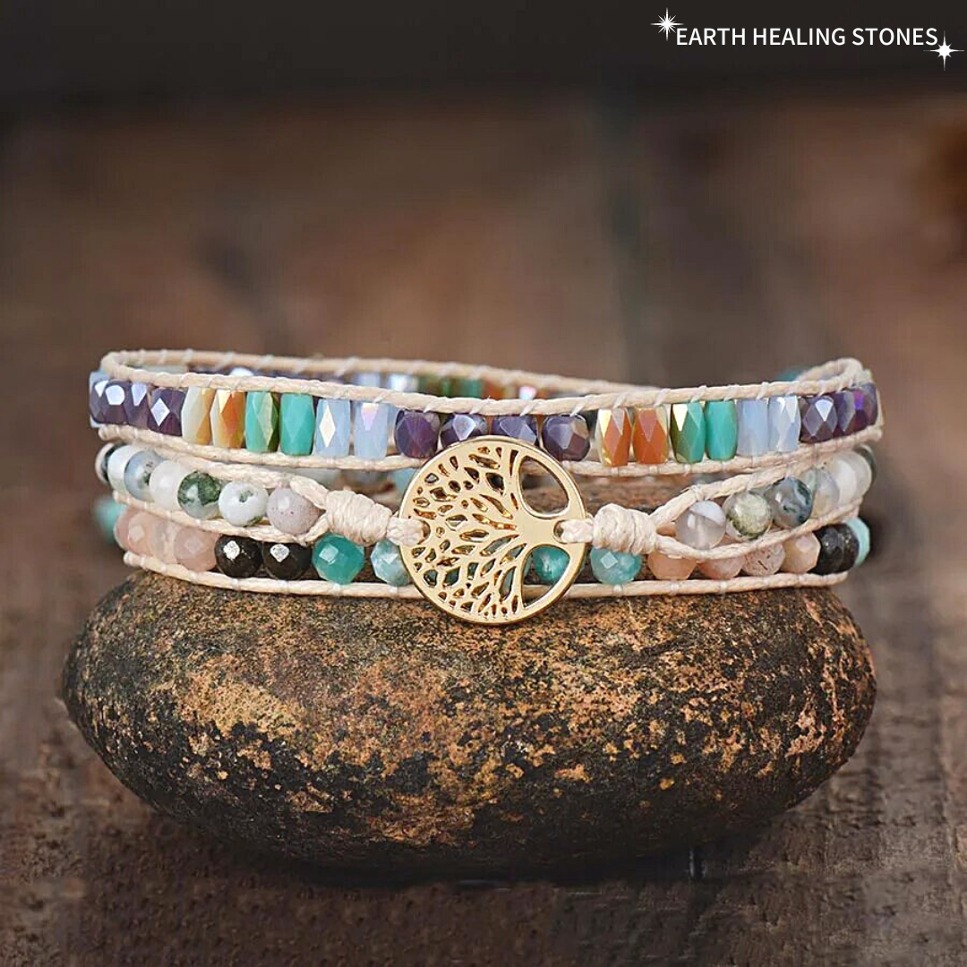 Mixed Stone Vegan Tree of Life Bracelet