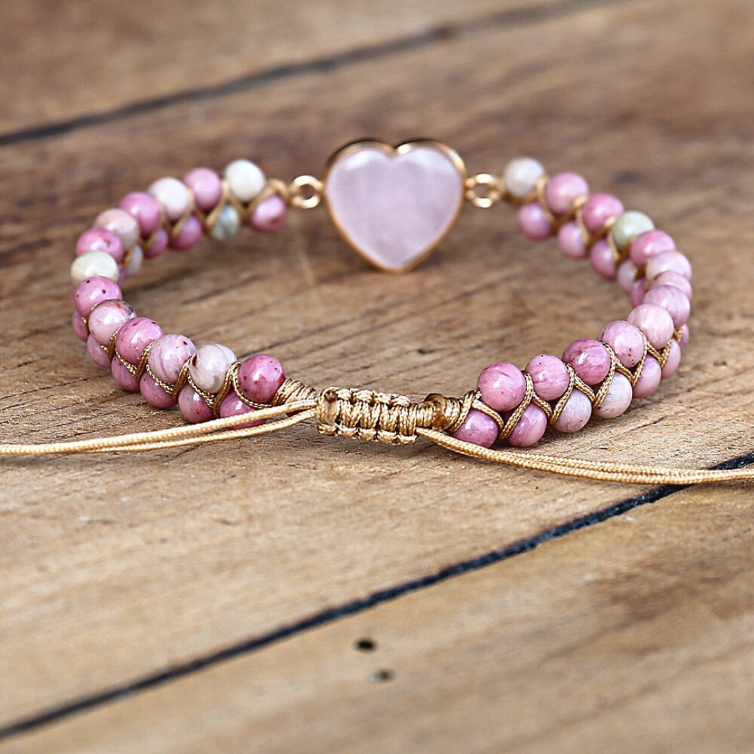 Heart Protection Rose Quartz Bracelet Earth Healing Stones