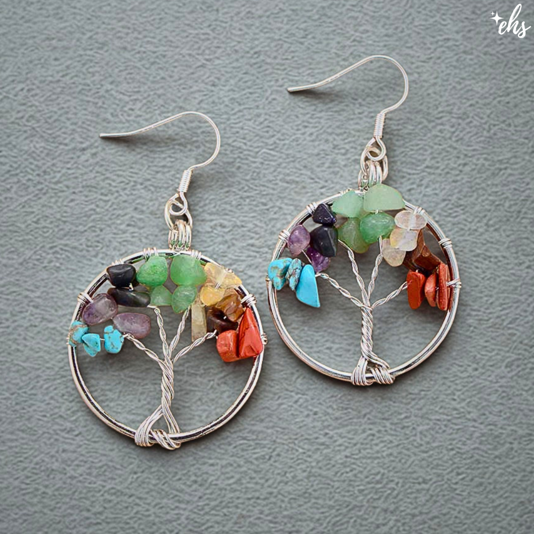 7 Chakra Tree of Life Earrings