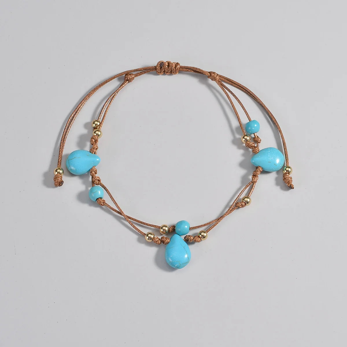 Adjustable Turquoise Teardrop Anklet