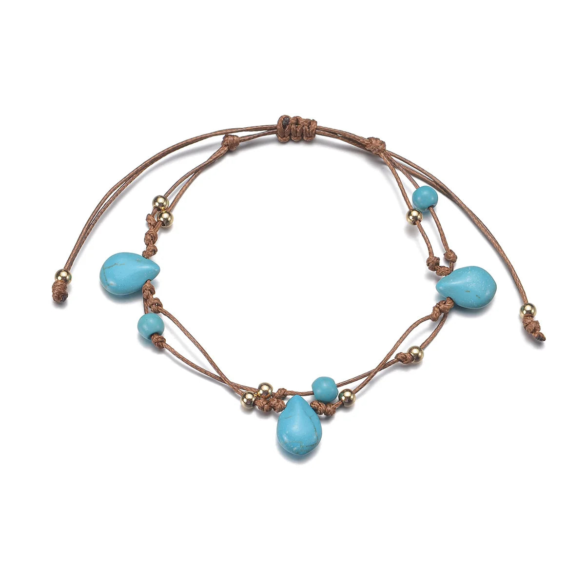 Adjustable Turquoise Teardrop Anklet