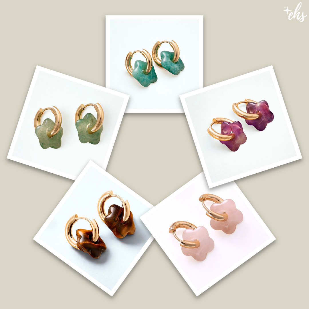 Blossom Stone Hoop Earrings