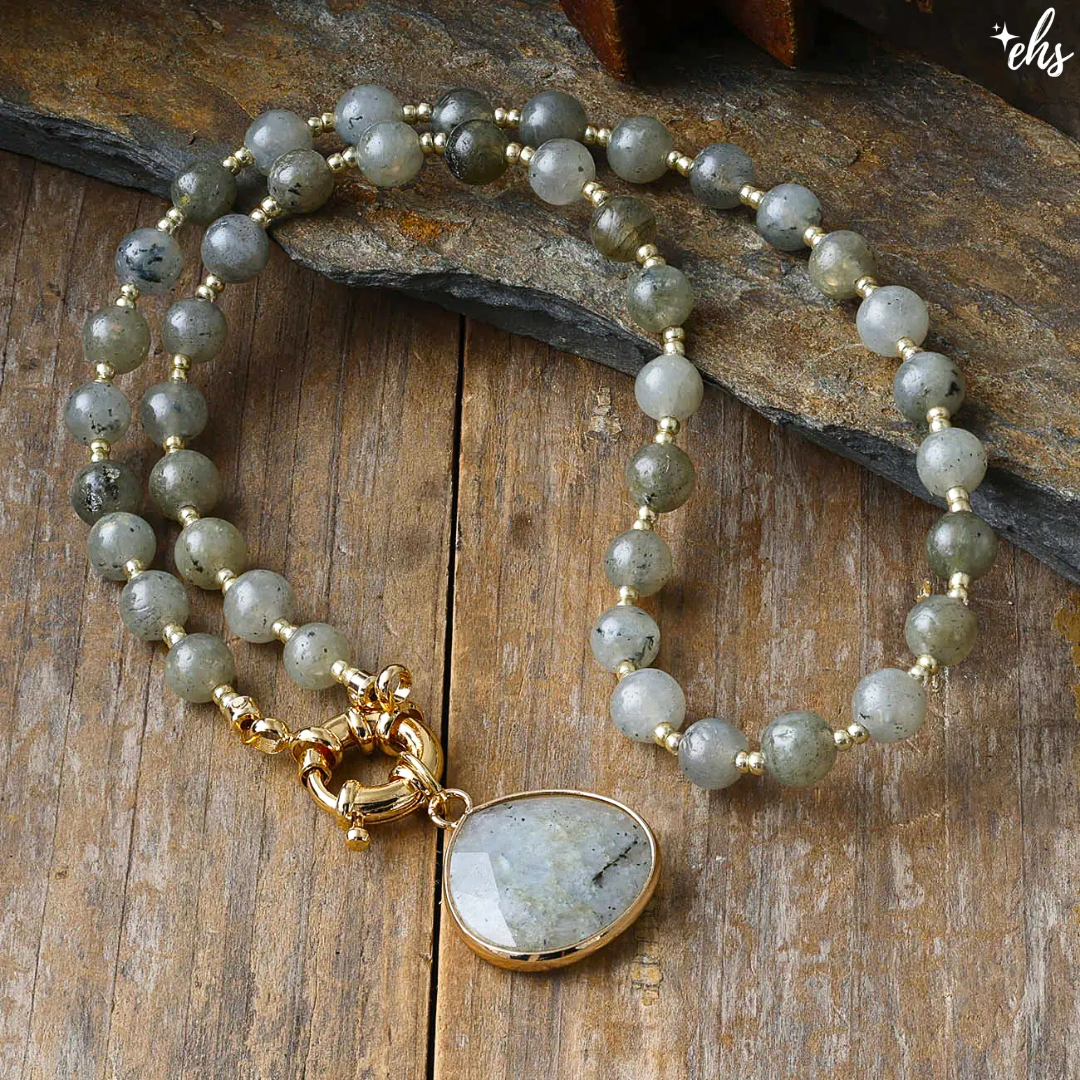 Boho Gemstone Teardrop Necklace1