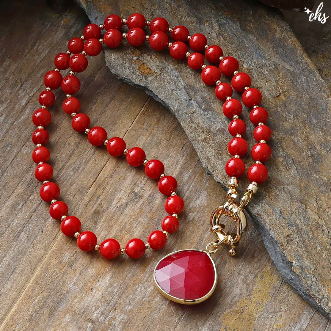 Boho Gemstone Teardrop Necklace2