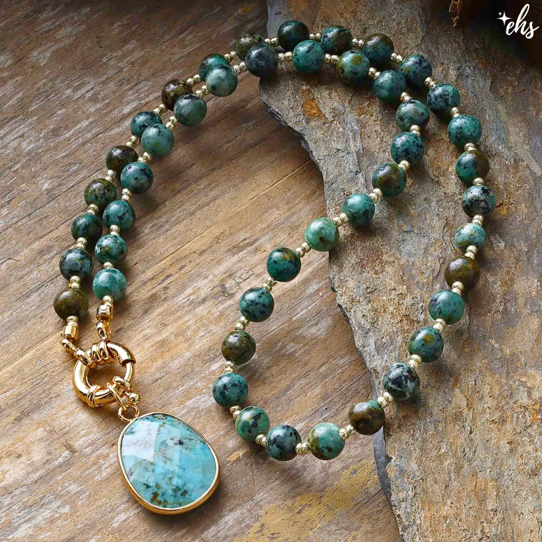 Boho Gemstone Teardrop Necklace