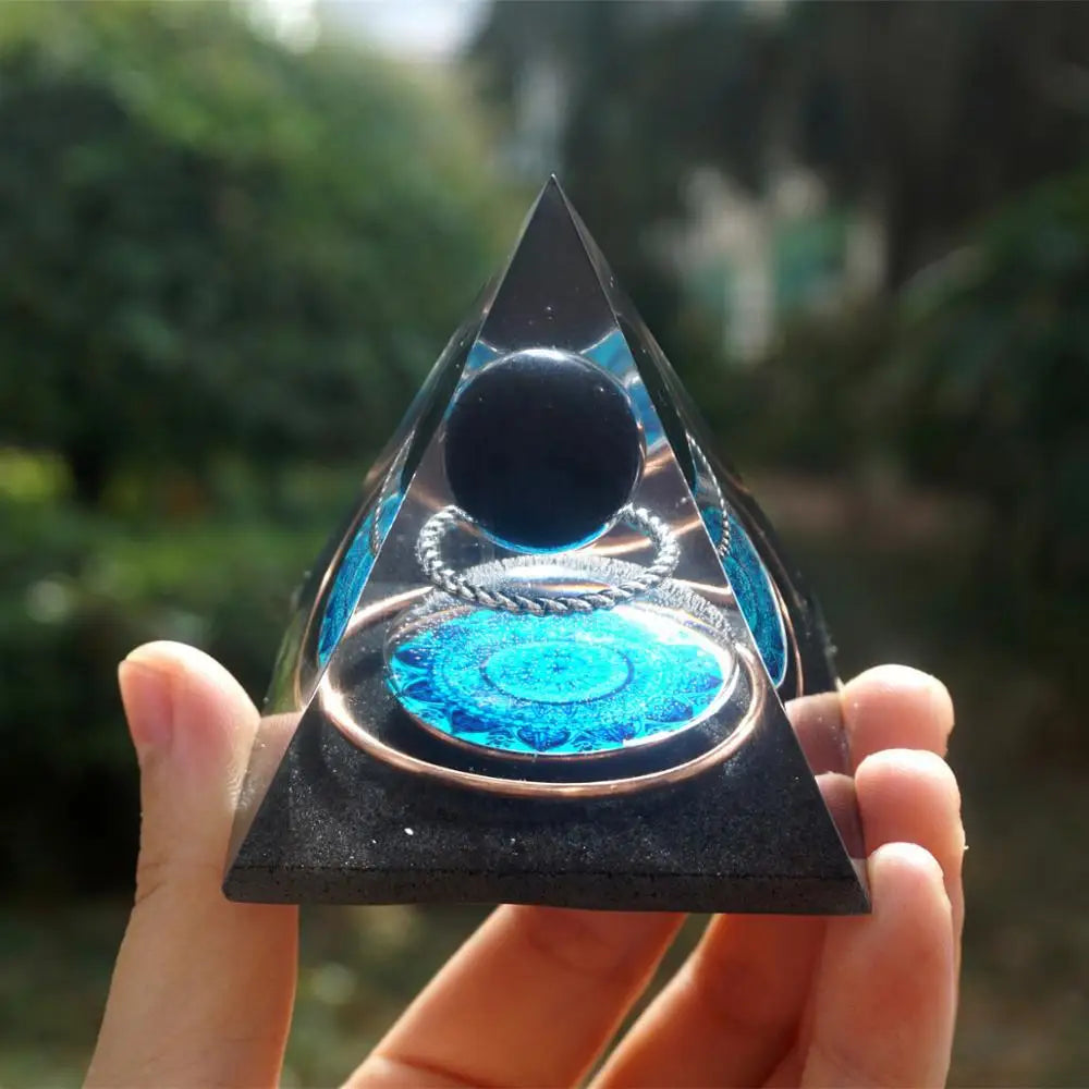 Celestial Halo Obsidian Pyramid