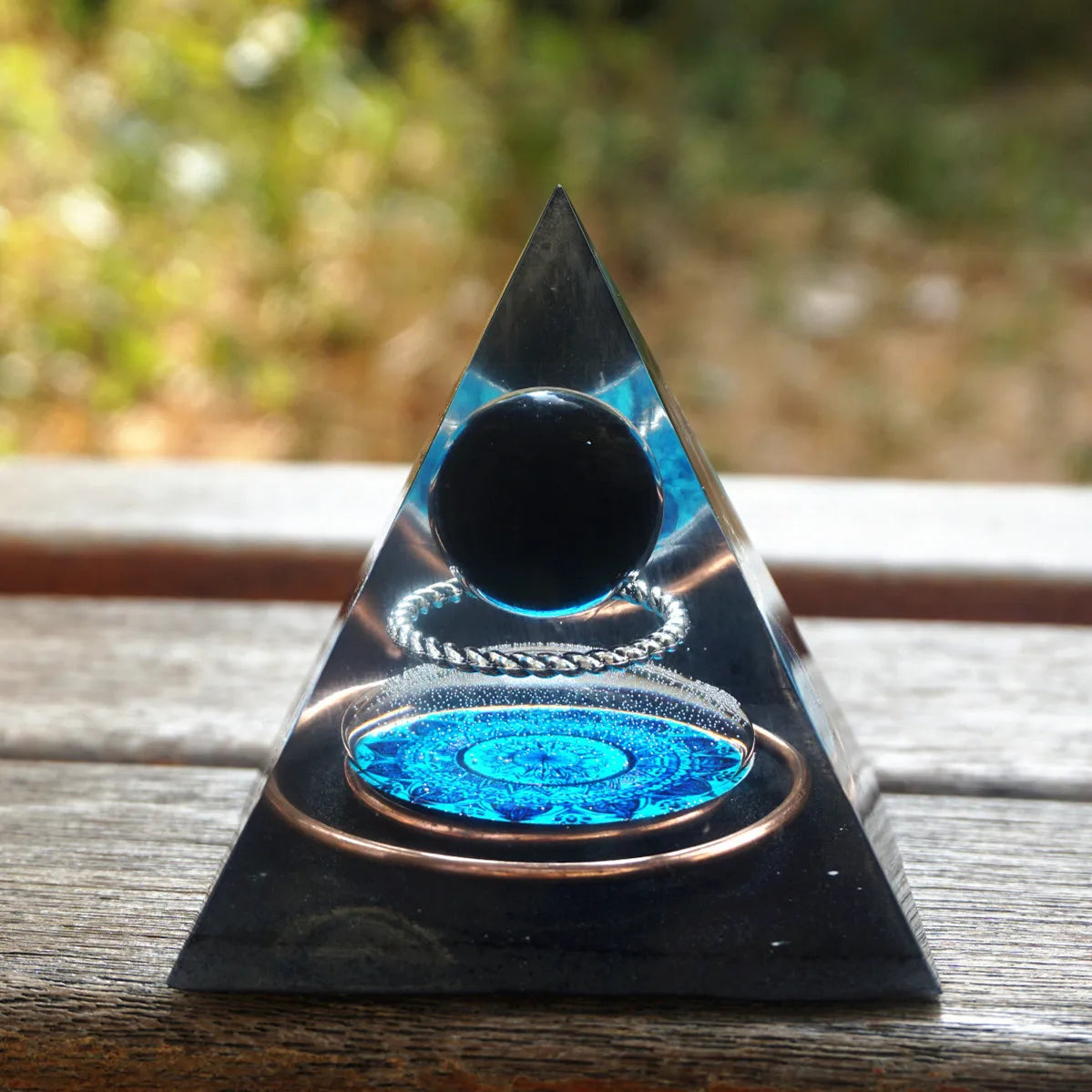 Celestial Halo Obsidian Pyramid