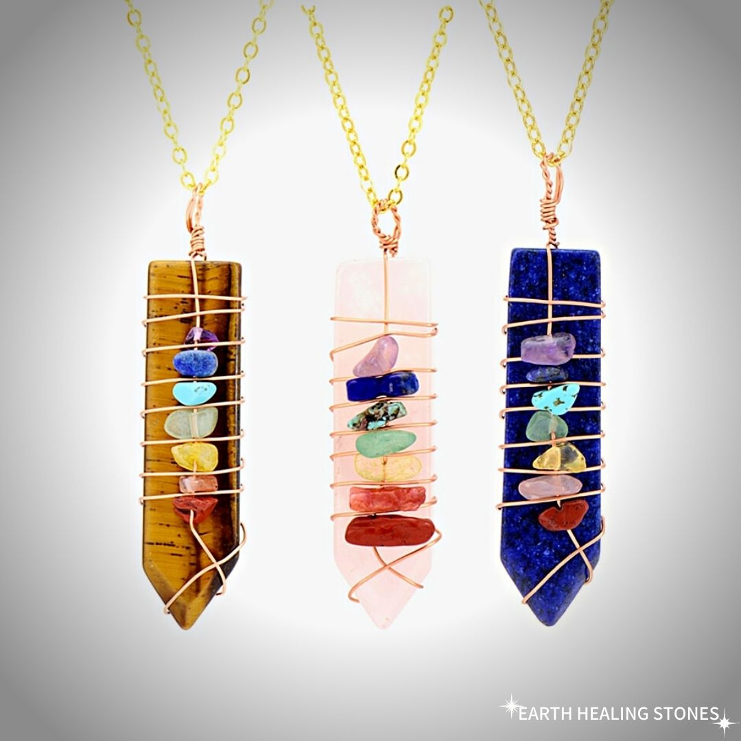 Chakra Arrowhead Wrapped Necklace
