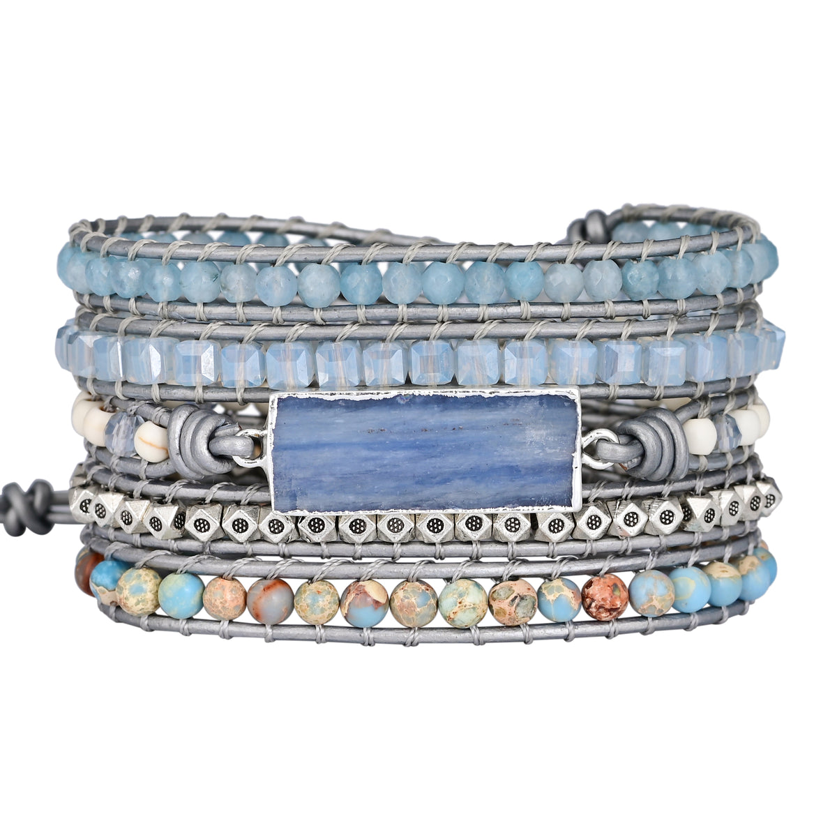 Healing Aura Blue Topaz Wrap Bracelet