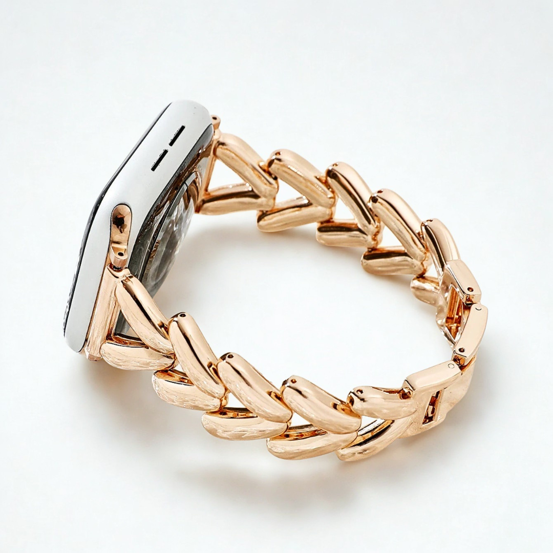 Elegant V Link Stainless Steel Apple Watch Strap
