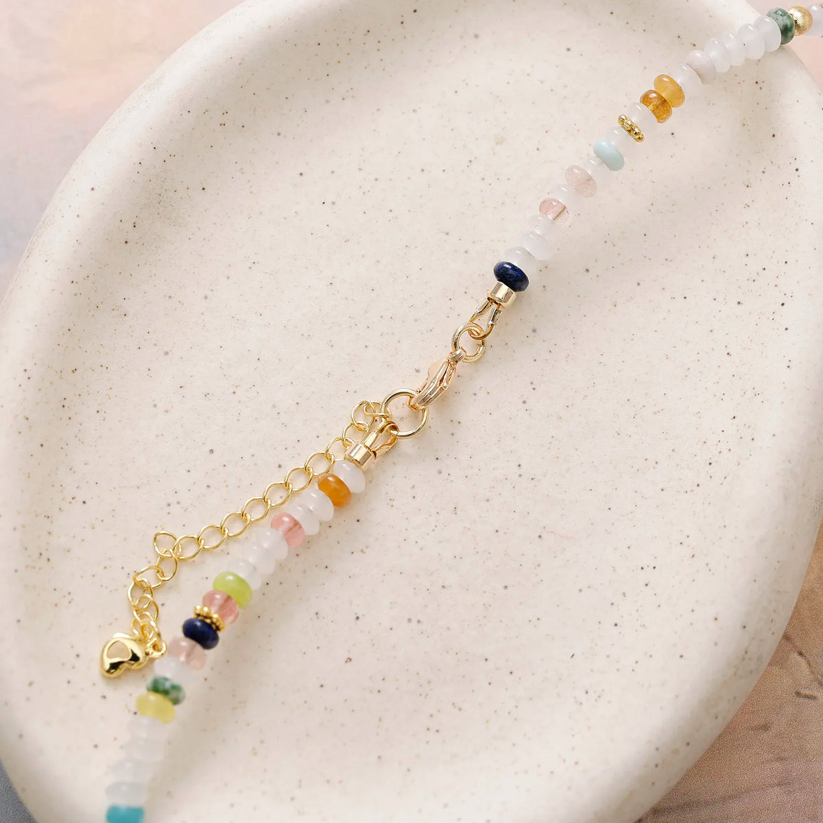 Evil Eye Mixed Stone Coin Necklace