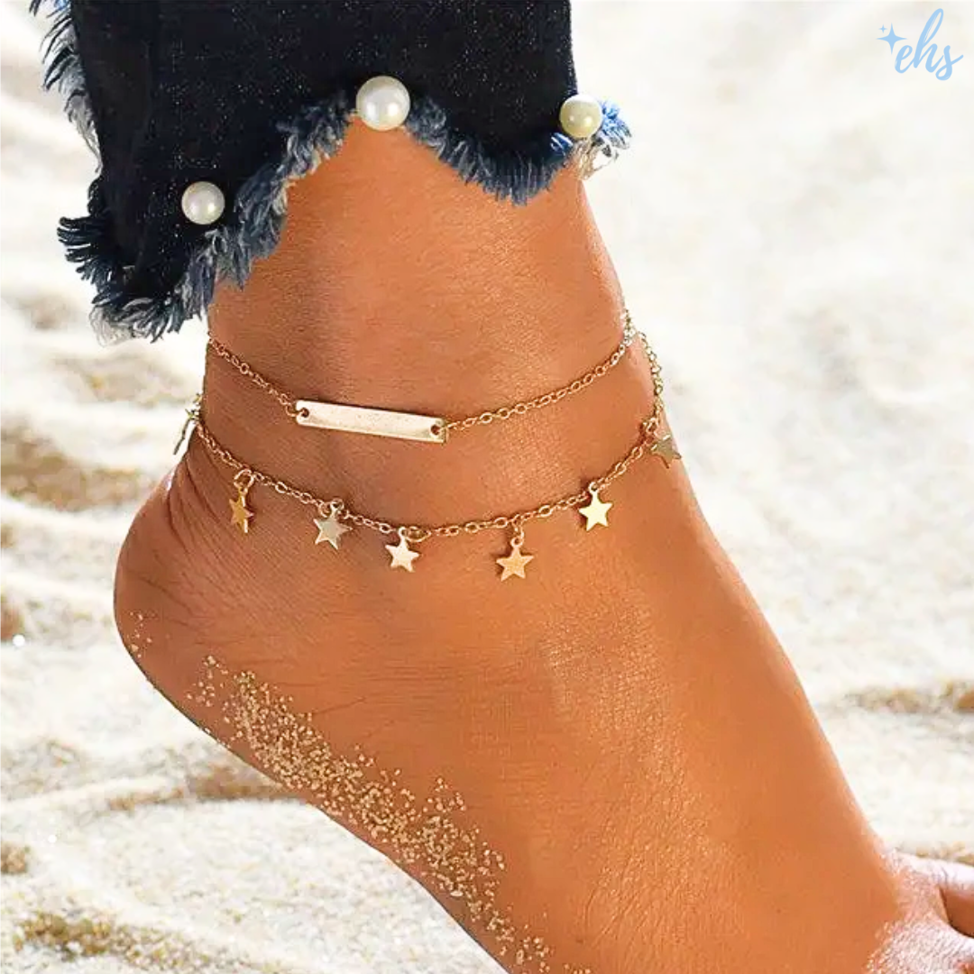 Gold Star Double Layer Anklet