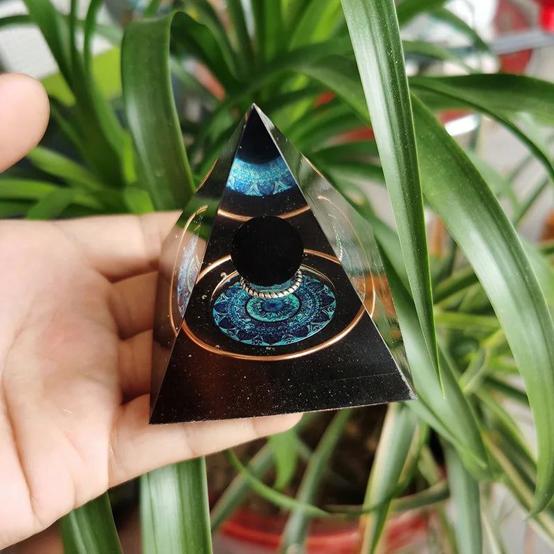 Celestial Halo Obsidian Pyramid