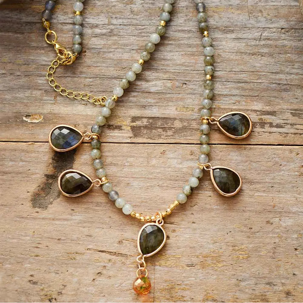 Labradorite Cascade Charm Necklace