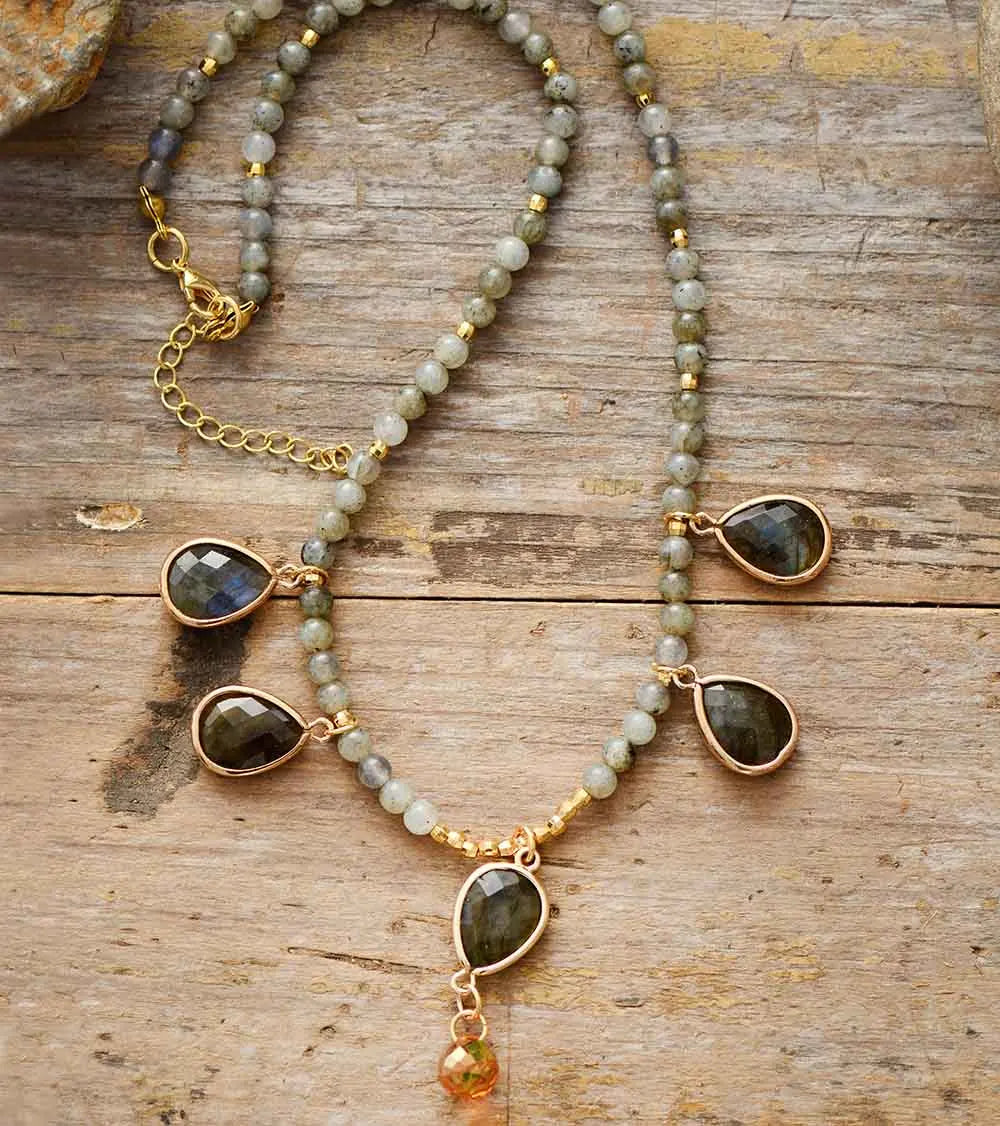 Labradorite Cascade Charm Necklace