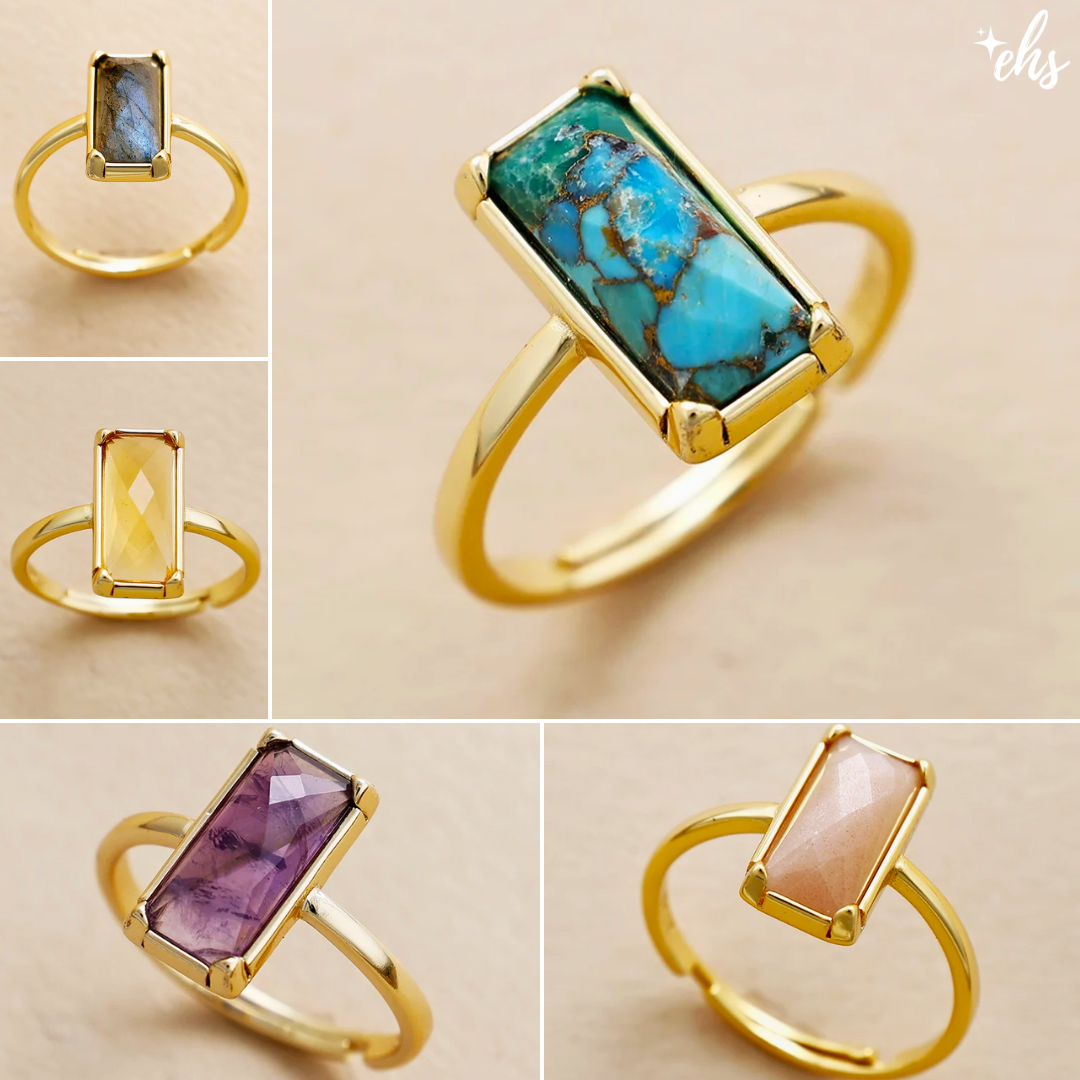 Minimalist Natural Stone Rectangle Ring