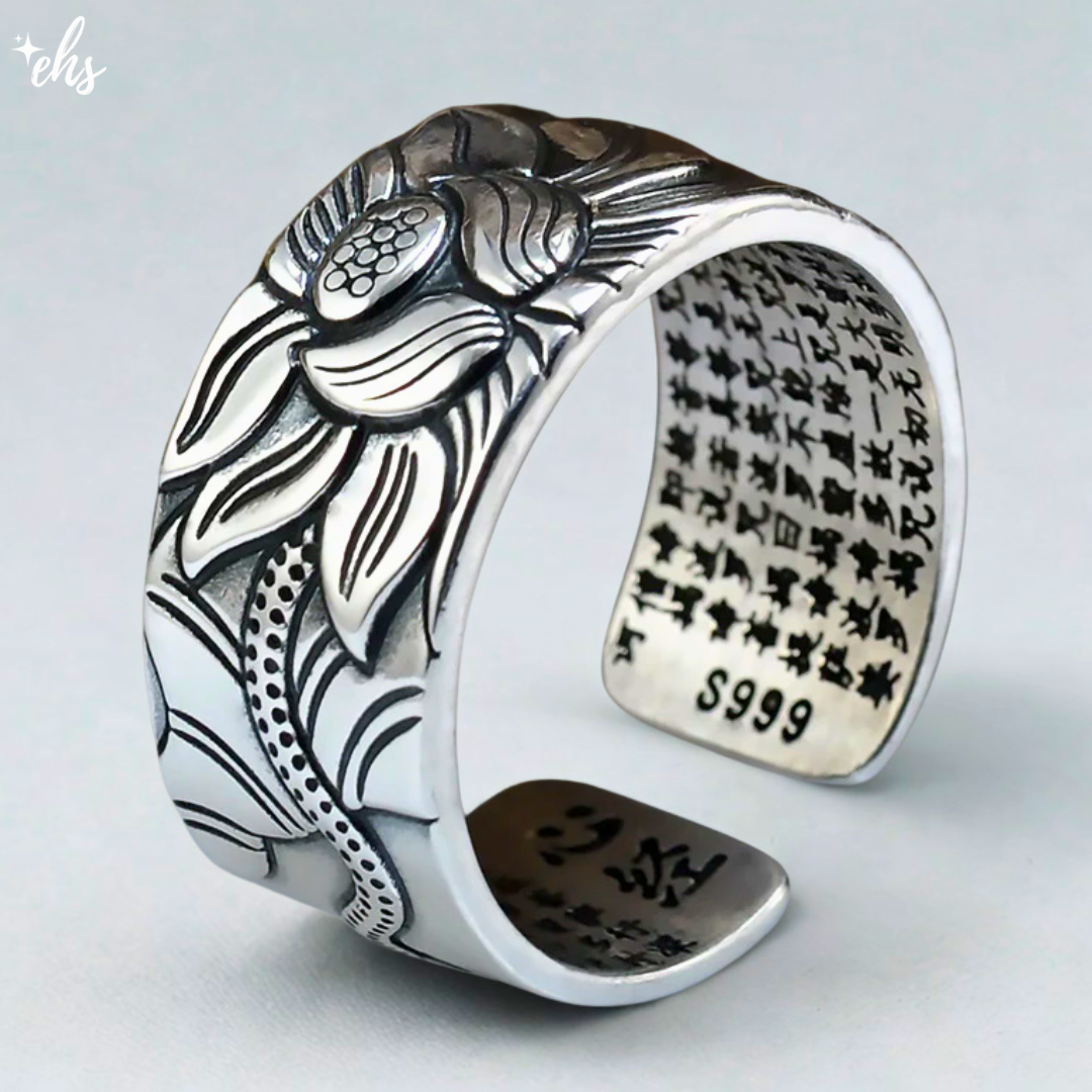 Sterling Silver Adjustable Lotus Ring