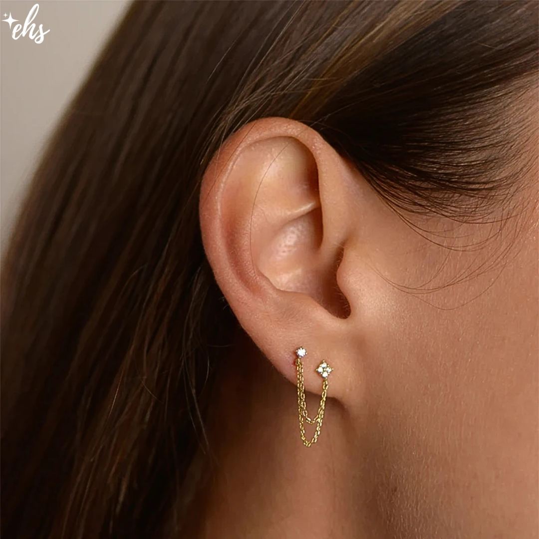 Double Stud Chain Earring