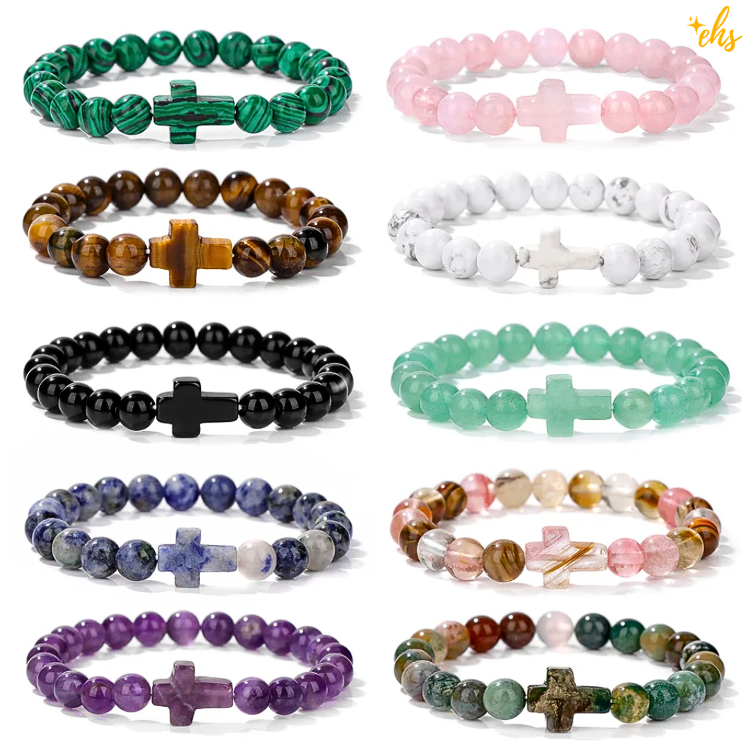 Natural Stone Cross Bracelets