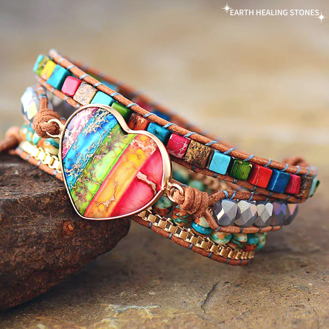 Rainbow Heart Chakra Wrap Bracelet