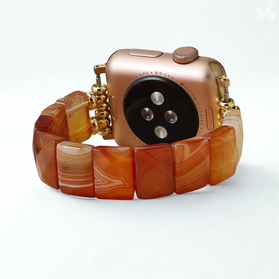 Orange Agate Stretch Apple Watch Strap