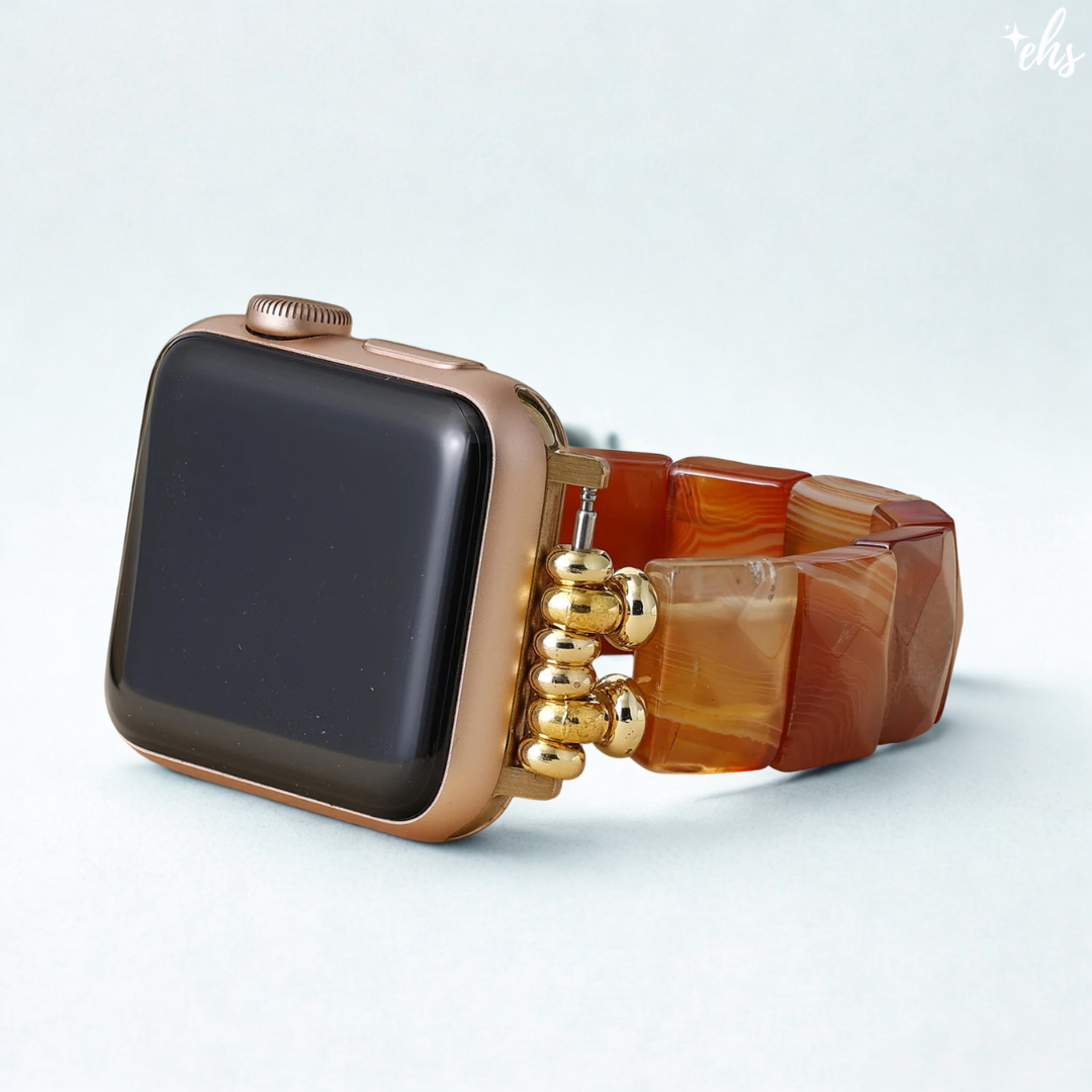 Orange Agate Stretch Apple Watch Strap