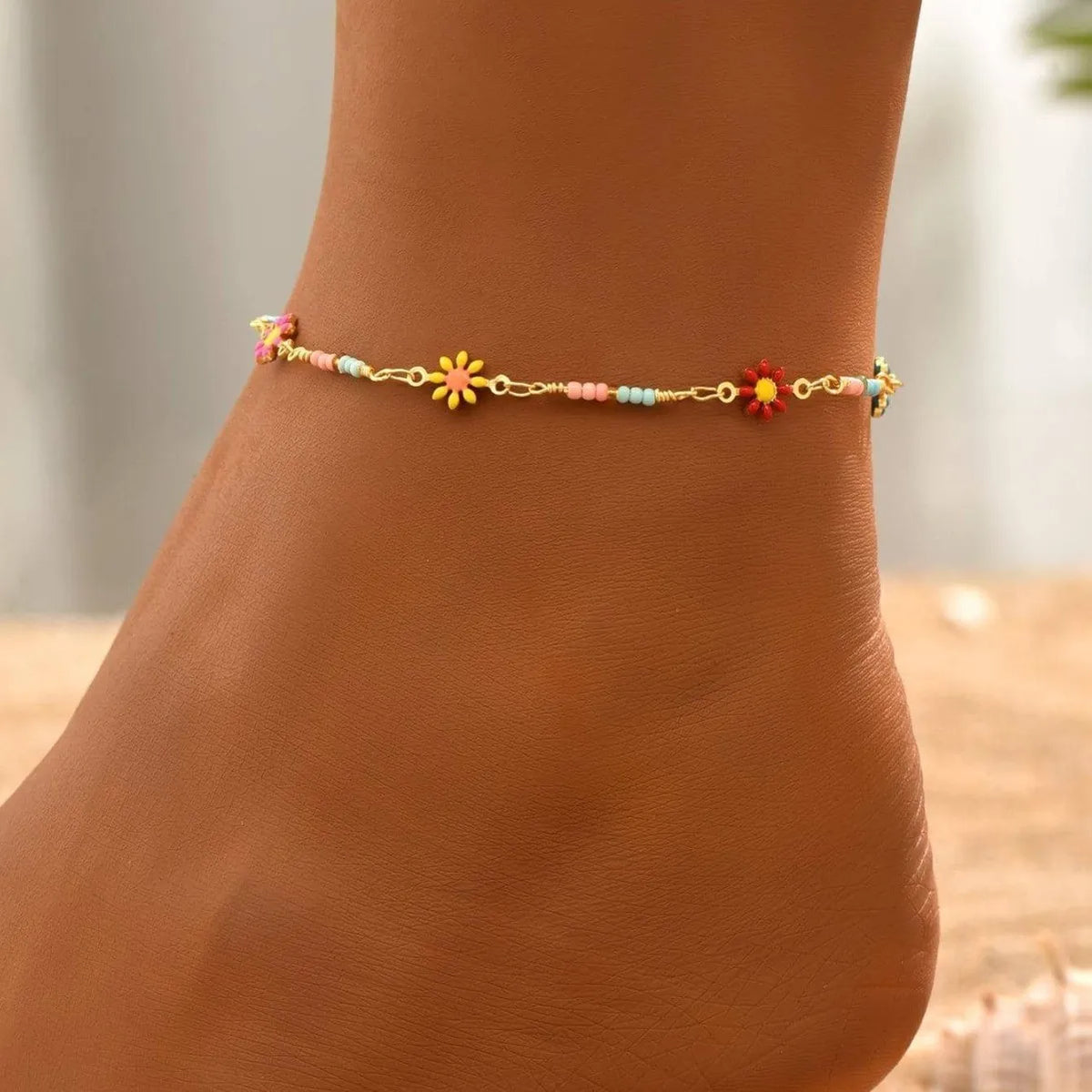 Pastel Daisy Anklet