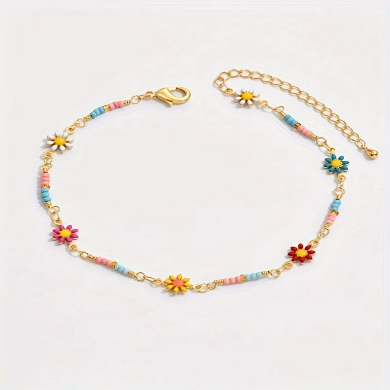 Pastel Daisy Anklet