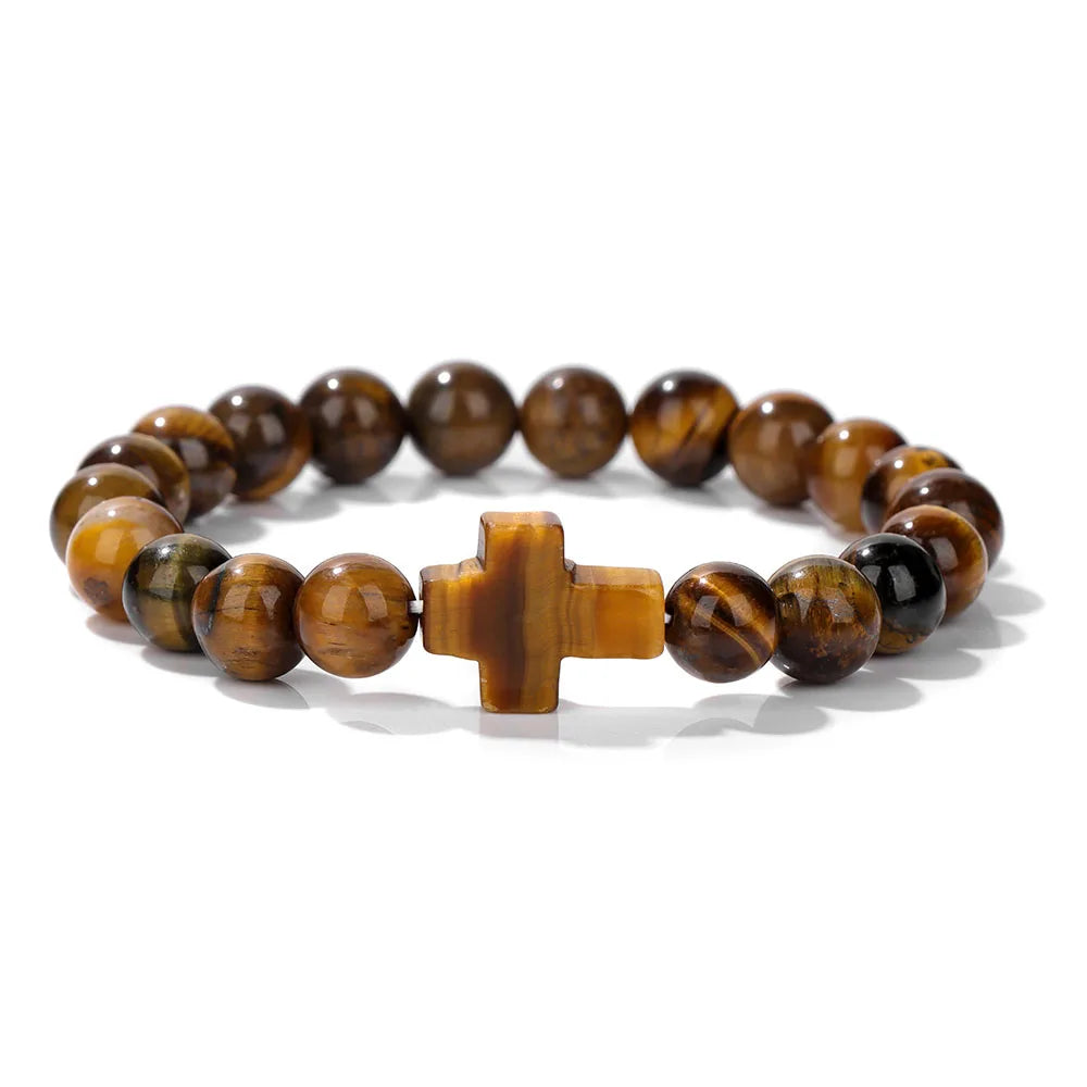Natural Stone Cross Bracelets