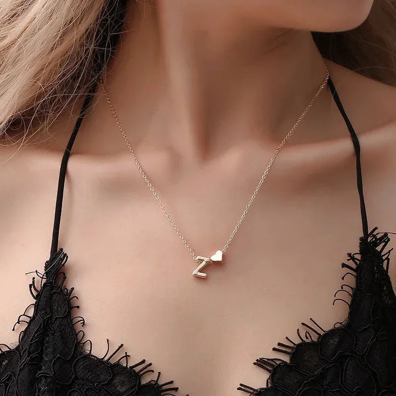 Dainty Heart Initial Necklace