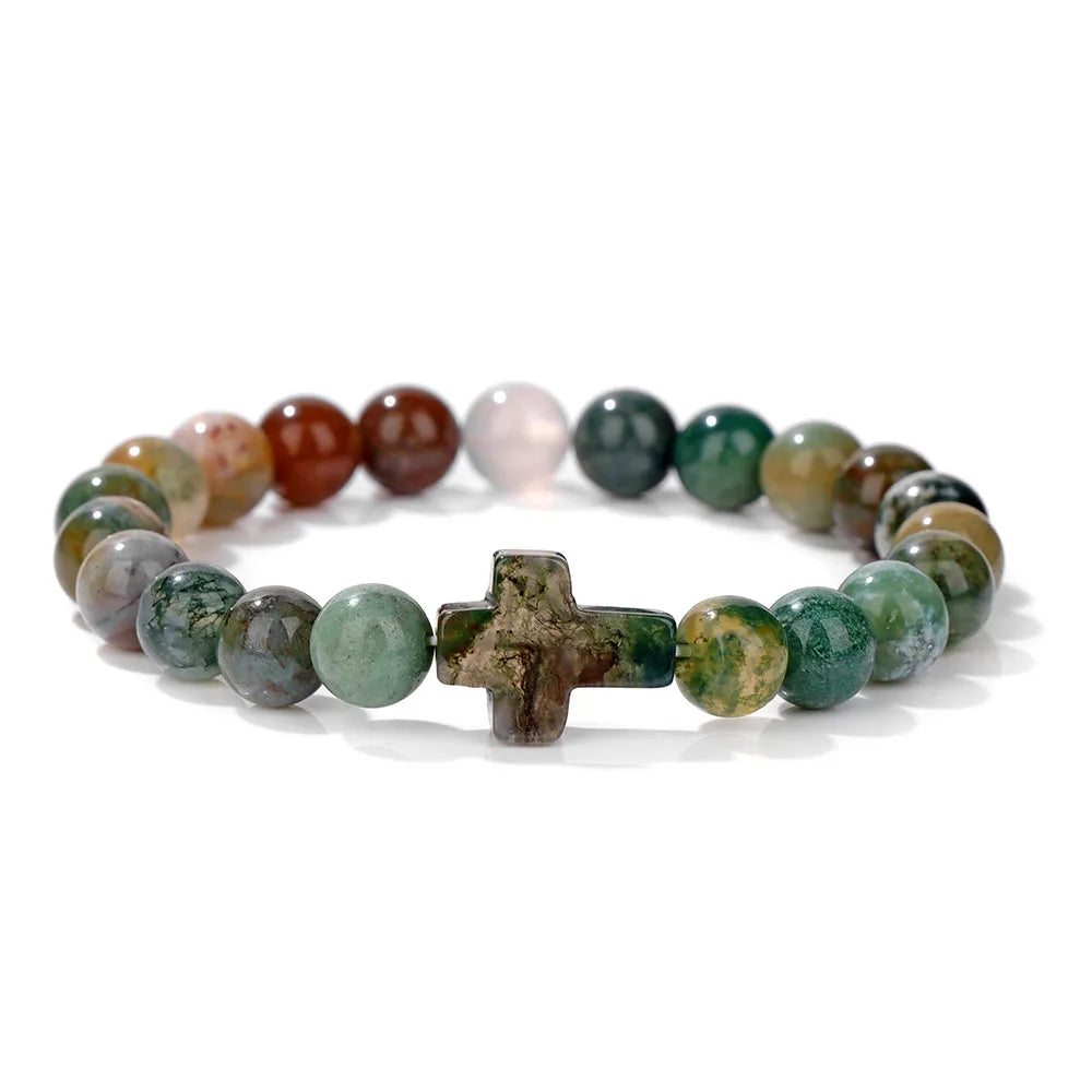 Natural Stone Cross Bracelets