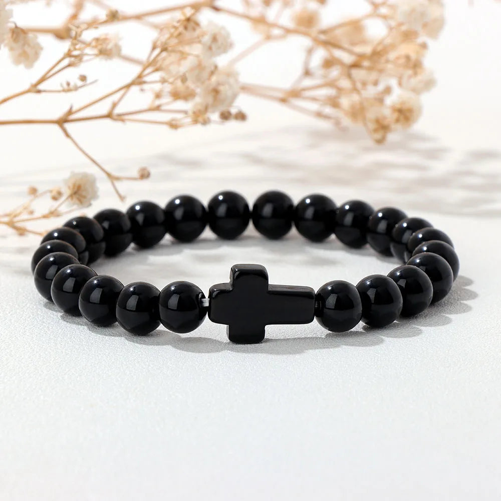Natural Stone Cross Bracelets