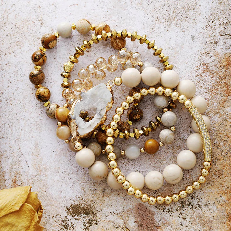 Boho Healing Gemstones Bracelet Set