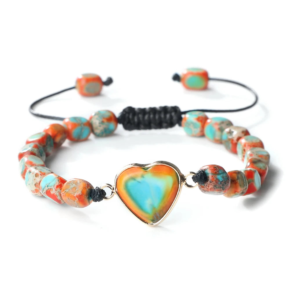 Grounding Jasper Heart Bracelets