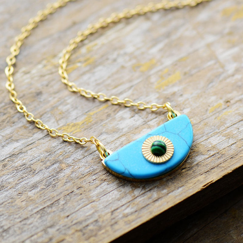 Turquoise Half-Moon Necklace