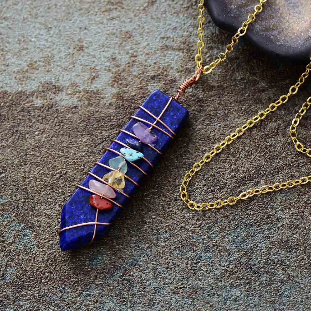 Chakra Arrowhead Wrapped Necklace