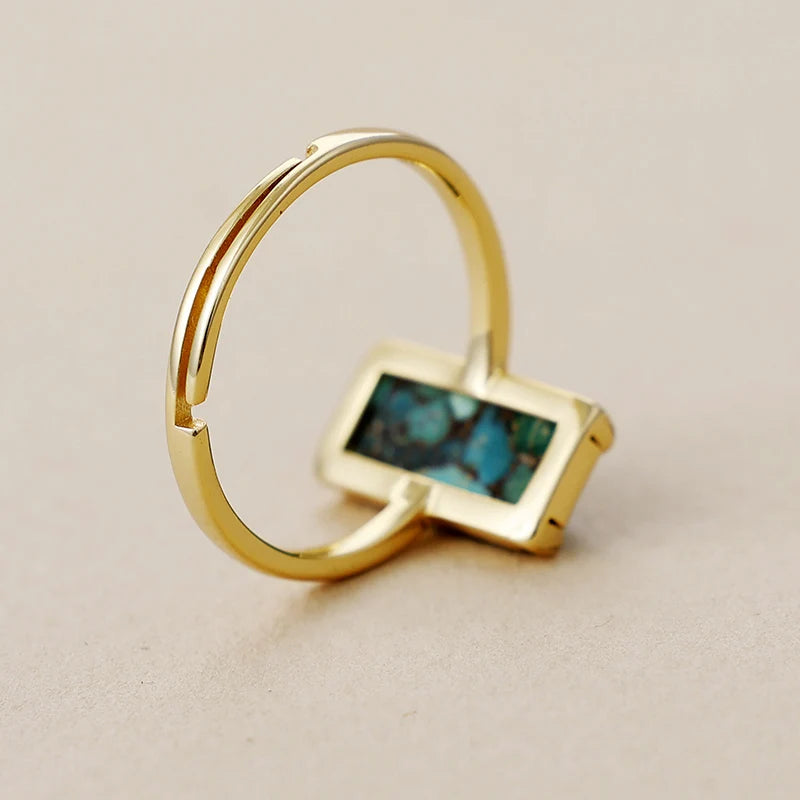 Minimalist Natural Stone Rectangle Ring