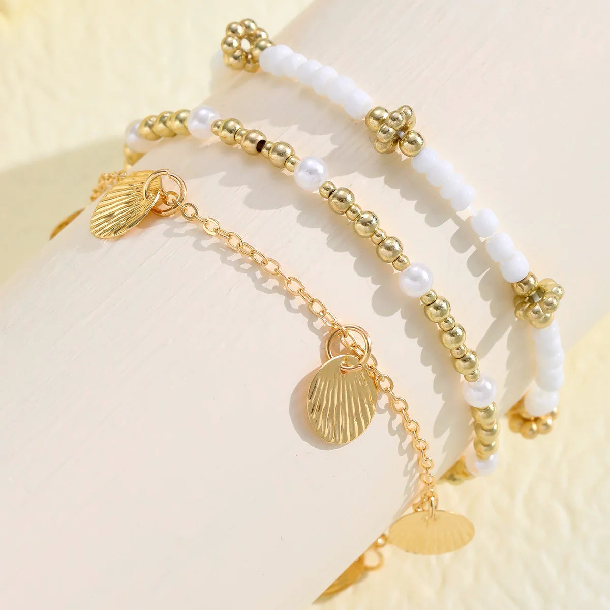 Boho Shell Charm Anklet Set
