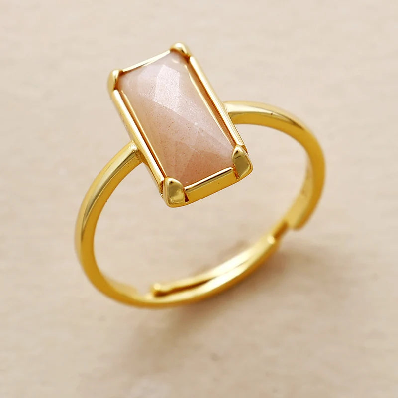 Minimalist Natural Stone Rectangle Ring