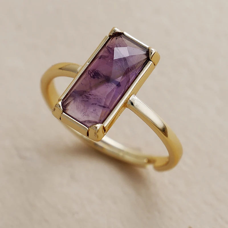 Minimalist Natural Stone Rectangle Ring