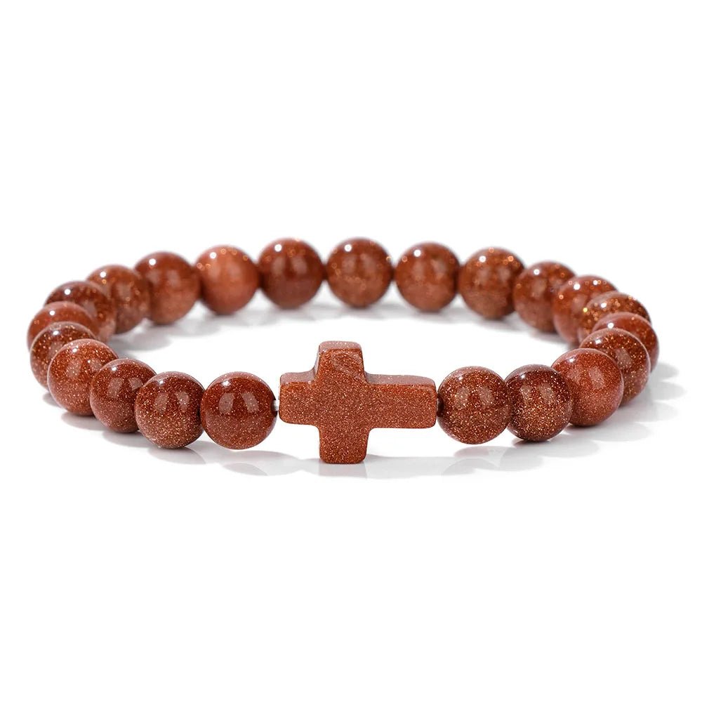 Natural Stone Cross Bracelets