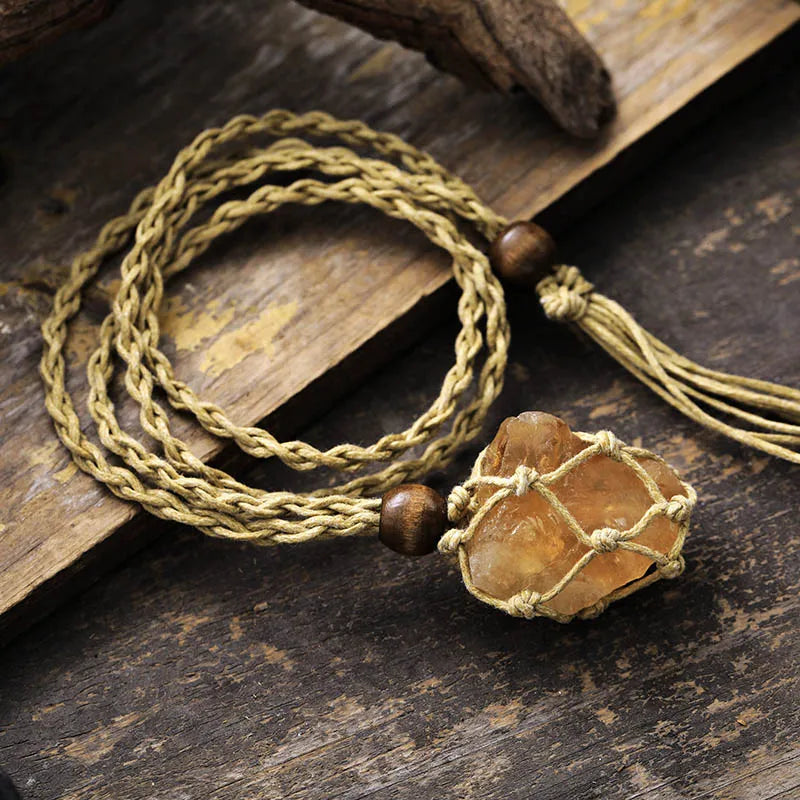 Boho Raw Stone Pendant Necklace